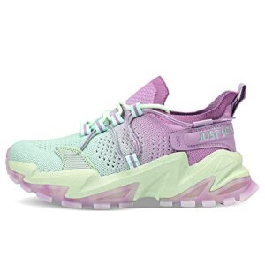 Womens Sneakers Athletic Running Mesh Walking Lightweight Tennis Sports Breathable Shoes,US 9,Cyan Purple