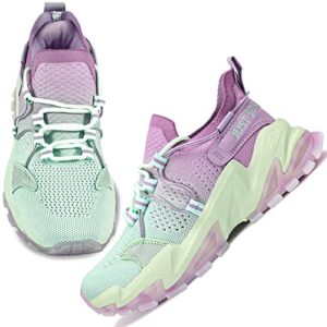 Womens Sneakers Athletic Running Mesh Walking Lightweight Tennis Sports Breathable Shoes,US 9,Cyan Purple