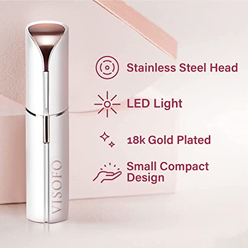 Flawless Facial Hair Removal for Women - Small Dermaplaning Tool, Electric Razor Device, Smooth Epilator Trimmer Travel Kit Set, Face Dermaplane Shavers Gadgets Accessories by VISOFO (Pearl)