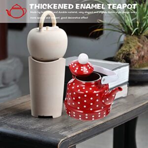 DEPILA Enamel Tea Kettle Stove Top Water Kettle 1L Coffee Kettle Stovetop Tea Kettle with Stainless Steel Filter Water Milk Warmer for Home Restaurant Kitchen Outdoor Red teapot