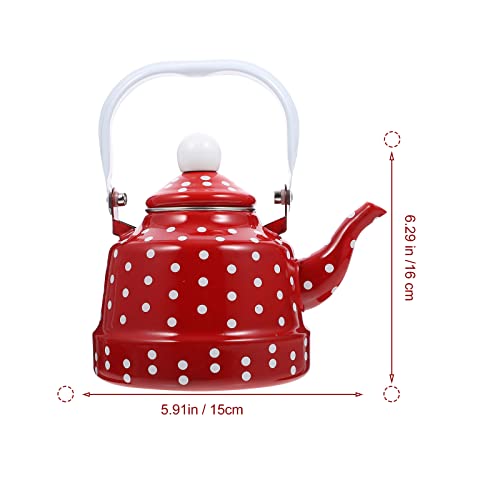 DEPILA Enamel Tea Kettle Stove Top Water Kettle 1L Coffee Kettle Stovetop Tea Kettle with Stainless Steel Filter Water Milk Warmer for Home Restaurant Kitchen Outdoor Red teapot