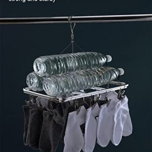 AOBYMIN Sock Drying Rack with 26 Clips, Aluminum Sock Hanger, Laundry Clothes Drying Rack for Socks, Underwear, Towels, Bras, Lingerie, Baby Clothes