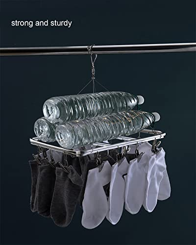 AOBYMIN Sock Drying Rack with 26 Clips, Aluminum Sock Hanger, Laundry Clothes Drying Rack for Socks, Underwear, Towels, Bras, Lingerie, Baby Clothes