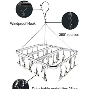 AOBYMIN Sock Drying Rack with 26 Clips, Aluminum Sock Hanger, Laundry Clothes Drying Rack for Socks, Underwear, Towels, Bras, Lingerie, Baby Clothes