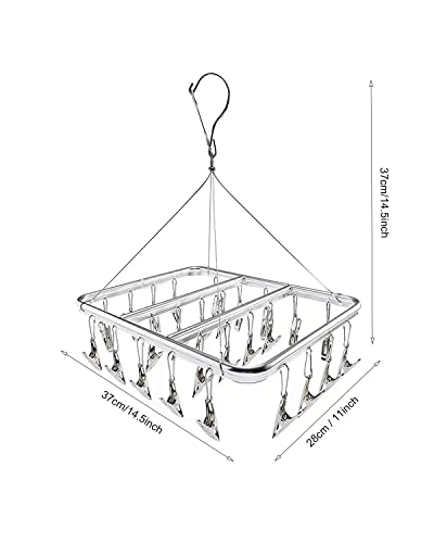 AOBYMIN Sock Drying Rack with 26 Clips, Aluminum Sock Hanger, Laundry Clothes Drying Rack for Socks, Underwear, Towels, Bras, Lingerie, Baby Clothes