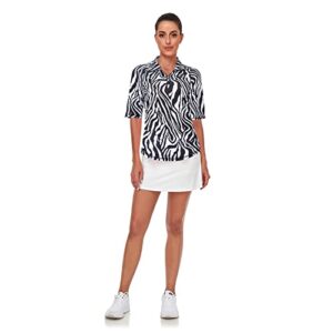 Misyula Athletic Tops for Women,Short Sleeve Quarter Zip Golf Shirts UV Protection Dry Fit Workout Top Relaxed Fit Tennis Training Jogging Performance Active Wear Outfits Zebra L