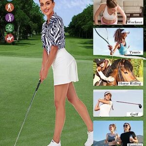 Misyula Athletic Tops for Women,Short Sleeve Quarter Zip Golf Shirts UV Protection Dry Fit Workout Top Relaxed Fit Tennis Training Jogging Performance Active Wear Outfits Zebra L