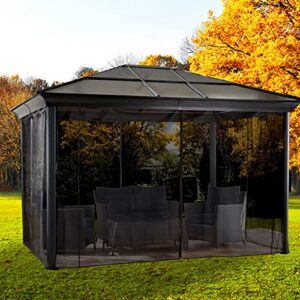 Softclub Gazebo Mosquito Netting Replacement 10x10ft, Universal Gazebo Netting for Outdoor Patio Garden Backyard Gazebo Canopy 4-Panel Screen Sidewall, Black (Mosquito Net Only)