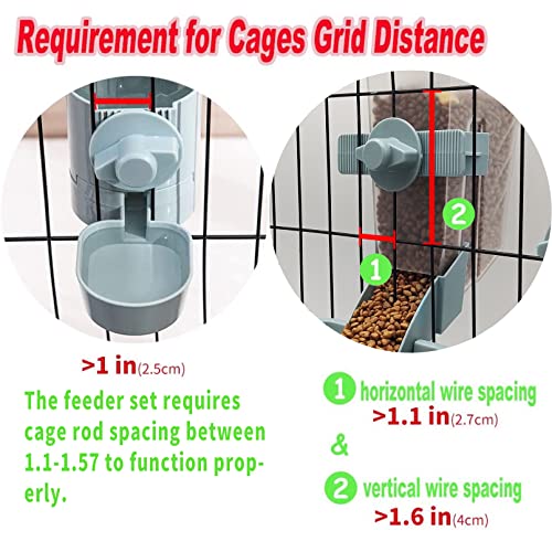 BNOSDM Rabbit Automatic Food Feeder and Water Dispenser Bunny Gravity Feeding Station Waterer Set Hanging Self-Dispensing Feeder for Ferret,Guinea Pigs Chinchillas Kitten (Grey)