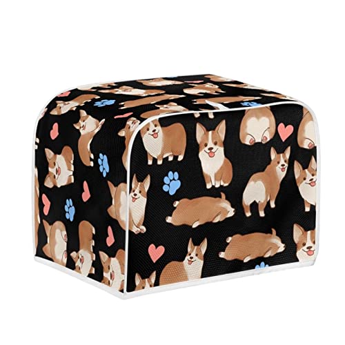 Yuuxorilu Corgi Toaster 2 Slice Wide Slot Dust-Proof Bread Machine Covers Oven Dust Covers Small Bread Maker Cover for Kitchen Appliance Covers
