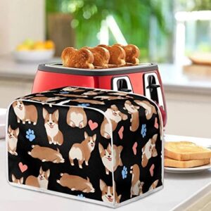 Yuuxorilu Corgi Toaster 2 Slice Wide Slot Dust-Proof Bread Machine Covers Oven Dust Covers Small Bread Maker Cover for Kitchen Appliance Covers