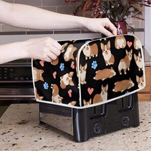 Yuuxorilu Corgi Toaster 2 Slice Wide Slot Dust-Proof Bread Machine Covers Oven Dust Covers Small Bread Maker Cover for Kitchen Appliance Covers