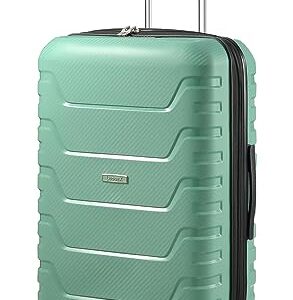 LUGGEX Carbon Fiber Pattern 24 Inch Luggage with Spinner Wheels- Impact-Resistant PP Material - High Rebound Toughness & Anti-Explosion Zipper (Green Luggage)