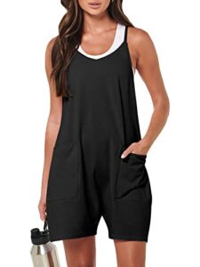 anrabess rompers for women jumpsuits casual summer outfits shorts overalls 2023 fashion comfy clothes sleeveless jumpers with pockets a948-heise-m