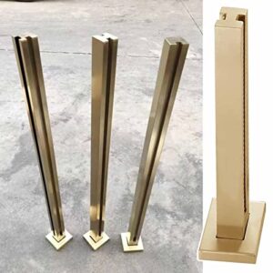 zimgod square glass railing post gold, stainless steel glass balustrade system clamps, indoor outdoor deck patio glass panel posts, glass guardrail fence (color : gold-mid post, size : 95cm/37.4")