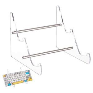 craspire acrylic keyboard display stand holder 2-tier mechanical computer keyboard stand shelf for desk transparent acrylic stand keyboards storage holder tray for computer tablet picture frame