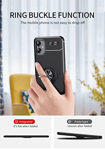 Asuwish Phone Case for Samsung Galaxy A04 with Tempered Glass Screen Protector Cover and Cell Accessories Kickstand Stand Magnetic Ring Holder Protective Soft TPU Silicone Ao4 A 04 4G Women Men Black