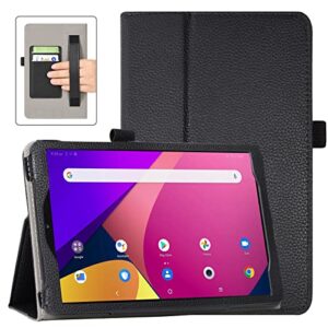 dmluna case for tcl tab 8 le 8" tablet (model: 9137w) 2023 release, (not fit tcl tab 8 model: 9038s), folio premium pu leather stand cover with hand strap/card slot, black