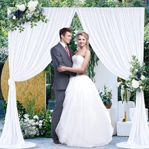 16ft x10ft White Backdrop Curtain for Party White Wrinkle Free Wedding Back Drop Drapes Curtains Fabric Decorations Photo Backdrops Cloth for Baby Shower Birthday Photoshoot