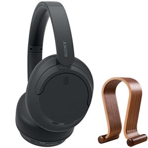 sony wh-ch720n wireless noise cancelling headphone, black bundle with wood headphone display stand secure tabletop holder/gaming headset hanger