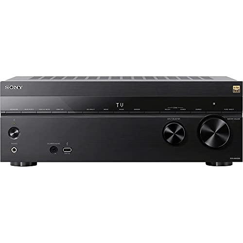 Sony STR-AN1000 7.2 Channel Home Theater 8K A/V Receiver Bundle with Deco Essentials Speaker Banana Plugs 5 Pairs, 100ft Long 16 AWG Speaker Wire and 1 YR CPS Enhanced Protection Pack