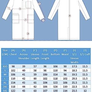 Hombury Professional White Lab Coats for Women, long sleeve, Polyester cotton fabric (White, Medium)
