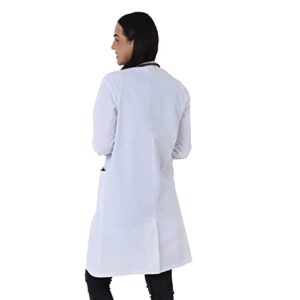Hombury Professional White Lab Coats for Women, long sleeve, Polyester cotton fabric (White, Medium)