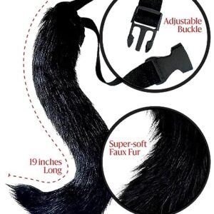 Cat Ears and Tail Set Costume Accessories Faux Fur Ear Headband Ear Clips Head band Furry Black Long Tails Choker Halloween Cosplay Costumes Anime Animal Ears Hair Clip for Women Adult Accessory