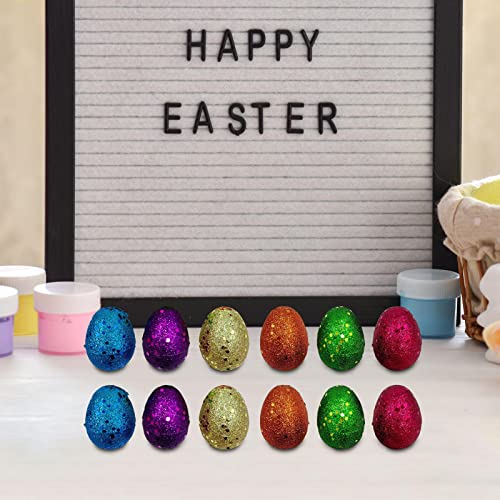 Esquirla 12Pcs Fillable Easter Eggs Toys Filling Basket Stuffers Fillable Surprise Eggs for Classroom Prize Boys Girls Party Supplies, Glitter