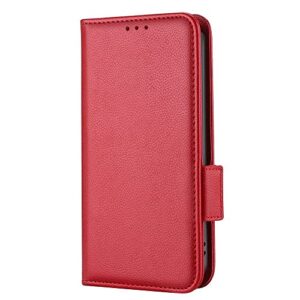 diaobaolee case compatible with oppo a54 5g,leather flip case with card slot,wallet design, magnetic lock,kick stand,leather case for oppo a54 5g red
