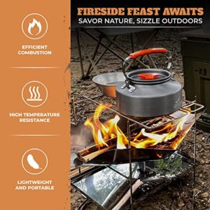 Foldable Camping Grill- Stainless Steel Wood Burning Stove and Fire Pit- 14.2” Portable Campfire Charcoal BBQ Grill- Outdoor Cooking BBQ With Grill Mesh and Carry Bag- Easy to Assemble