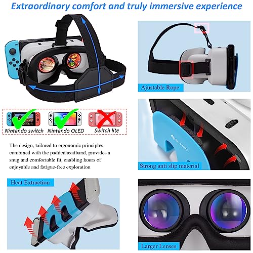 VR Headset for Nintendo Switch OLED Model/Nintendo Switch 3D VR (Virtual Reality) Glasses, Switch VR Labo Goggles Headset for Nintendo Switch（White）