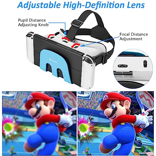 VR Headset for Nintendo Switch OLED Model/Nintendo Switch 3D VR (Virtual Reality) Glasses, Switch VR Labo Goggles Headset for Nintendo Switch（White）