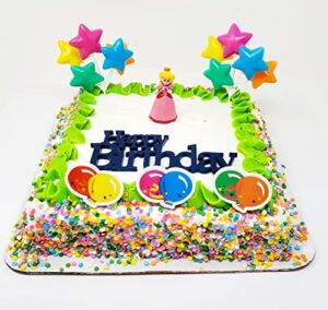 mario brothers princess peach 7 piece birthday cake topper set (unique design)