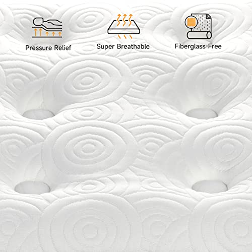 Vesgantti King Size Mattress, 12 Inch Hybrid King Mattress in a Box, Pillow Top King Bed Mattress, Cool Gel Memory Foam and Pocket Coils, Pressure Relief, Medium Firm Plush Feel, Fiberglass Free