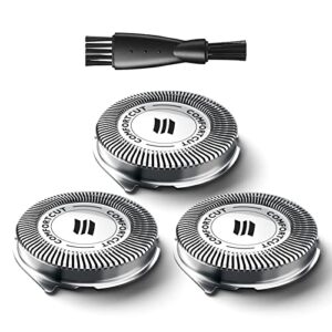 sh30 replacement heads compatible with shaver 2300 s1211/81, 3800 s3311/85, 3500 s3212/82, 2100 s1560/81, series 3000 2000 1000 s738 click and style, 3packs comfortcut shaving heads, 1 cleaning brush