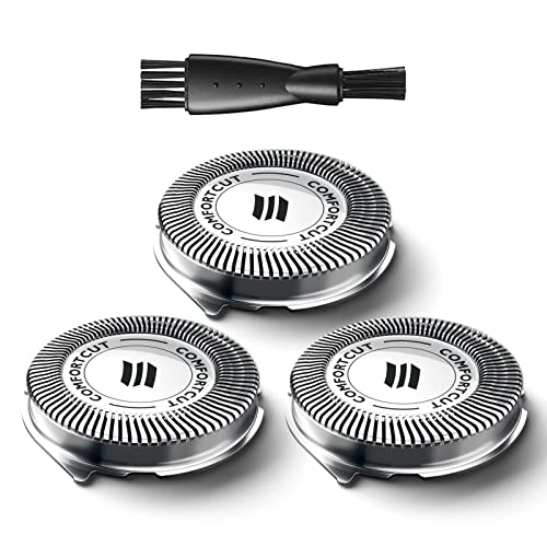 SH30 Replacement Heads Compatible with Shaver 2300 S1211/81, 3800 S3311/85, 3500 S3212/82, 2100 S1560/81, Series 3000 2000 1000 S738 Click and Style, 3Packs ComfortCut Shaving Heads, 1 Cleaning Brush