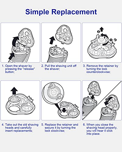 SH30 Replacement Heads Compatible with Shaver 2300 S1211/81, 3800 S3311/85, 3500 S3212/82, 2100 S1560/81, Series 3000 2000 1000 S738 Click and Style, 3Packs ComfortCut Shaving Heads, 1 Cleaning Brush