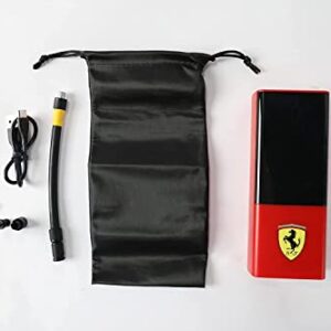 DAKOTT Ferrari 3pcs Set Includes- Ferrari Drawstring Backpack- Ferrari No. 2 Soccer Ball & a Ferrari Portable Air Compressor, 150 PSI Battery Power Tire Inflator Air Pump.