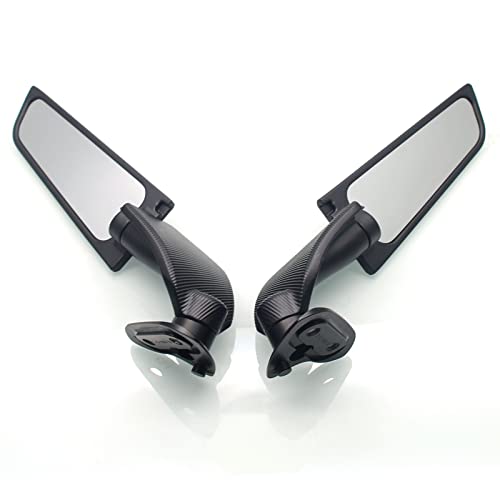 MZS Racing Motorcycle Mirrors, Double Rotating Wing rearview Mirror Fairing Side Black Compatible with YZF R1/R1M 2020-2023