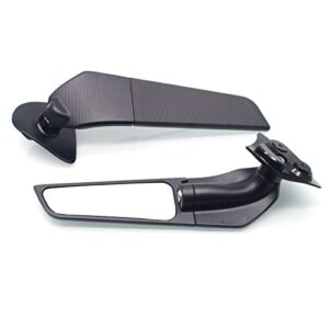 MZS Racing Motorcycle Mirrors, Double Rotating Wing rearview Mirror Fairing Side Black Compatible with YZF R1/R1M 2020-2023