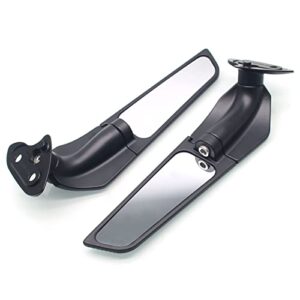 MZS Racing Motorcycle Mirrors, Double Rotating Wing rearview Mirror Fairing Side Black Compatible with YZF R1/R1M 2020-2023