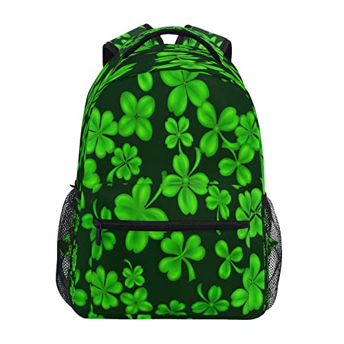 Kigai St. Patrick's Day Clover Backpack School Bag for Boys Girls,Laptop Backpack Lightweight Travel Bookbag Casual Daypack