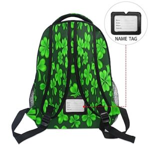 Kigai St. Patrick's Day Clover Backpack School Bag for Boys Girls,Laptop Backpack Lightweight Travel Bookbag Casual Daypack