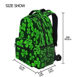 Kigai St. Patrick's Day Clover Backpack School Bag for Boys Girls,Laptop Backpack Lightweight Travel Bookbag Casual Daypack