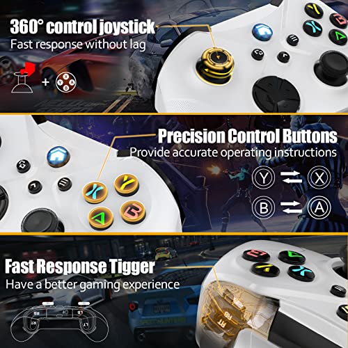 Gamrombo 2 Pack Wireless Controller Replacement for Xbox One, Compatible with Xbox Series X/S, Xbox One X/S Console, Android/iOS/PC Windows, with Dual Vibration & 6-Axis Gyro Sensor/Headphone Jack/Turbo & Marco Funtion (White+Black)