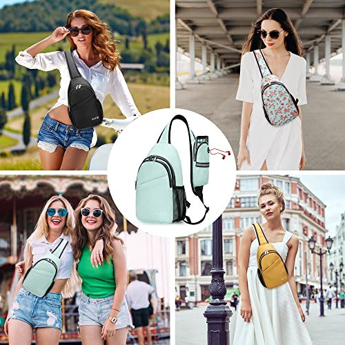 KUTQI Sling Backpack Crossbody Sling Bag for Women Travel Bag for Walking Shopping Day Trip（Light Blue）