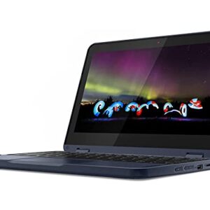 Lenovo 2022 300W Gen 3 HD 2-in-1 Touchscreen Laptop, AMD 3015e Processor, 4GB RAM, 64GB eMMC Flash Memory, AMD Radeon Graphics, Blue, Win 10 Pro, 32GB SnowBell USB Card