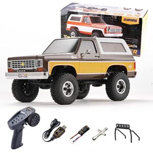 fms 1/24 rc crawler officially licensed chevy k5 blazer rc car fcx24 rtr rc pickup truck suv 4wd 2.4ghz hobby rc model 8km/h mini car rc off-road remote control car (brown)