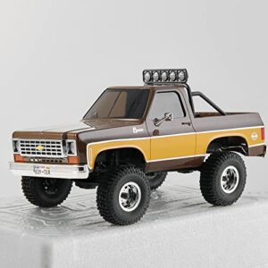 FMS 1/24 RC Crawler Officially Licensed Chevy K5 Blazer RC Car FCX24 RTR RC Pickup Truck SUV 4WD 2.4GHz Hobby RC Model 8km/h Mini Car RC Off-Road Remote Control Car (Brown)